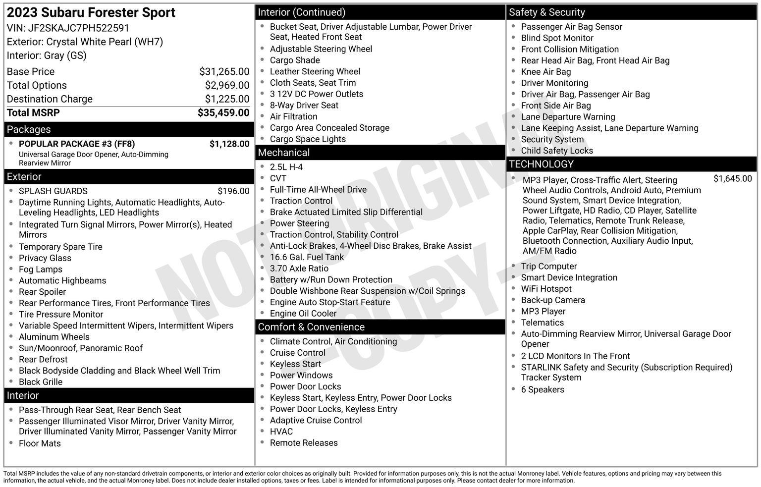 Certified 2023 Subaru Forester Sport w/ Popular Package #3 AWD/4WD image 35