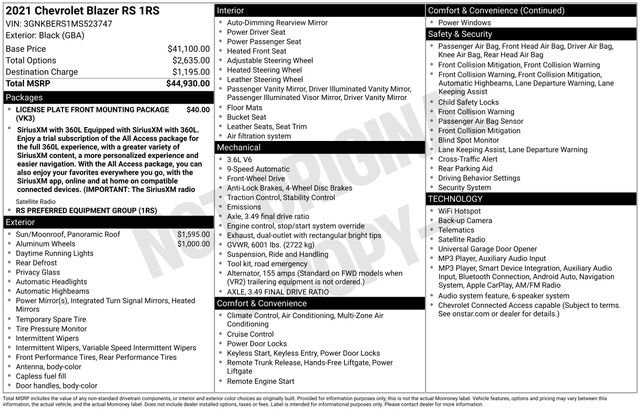 Used 2021 Chevrolet Blazer RS FWD image 38