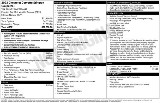 Used 2023 Chevrolet Corvette Stingray Preferred Cpe w/ 2LT RWD image 37