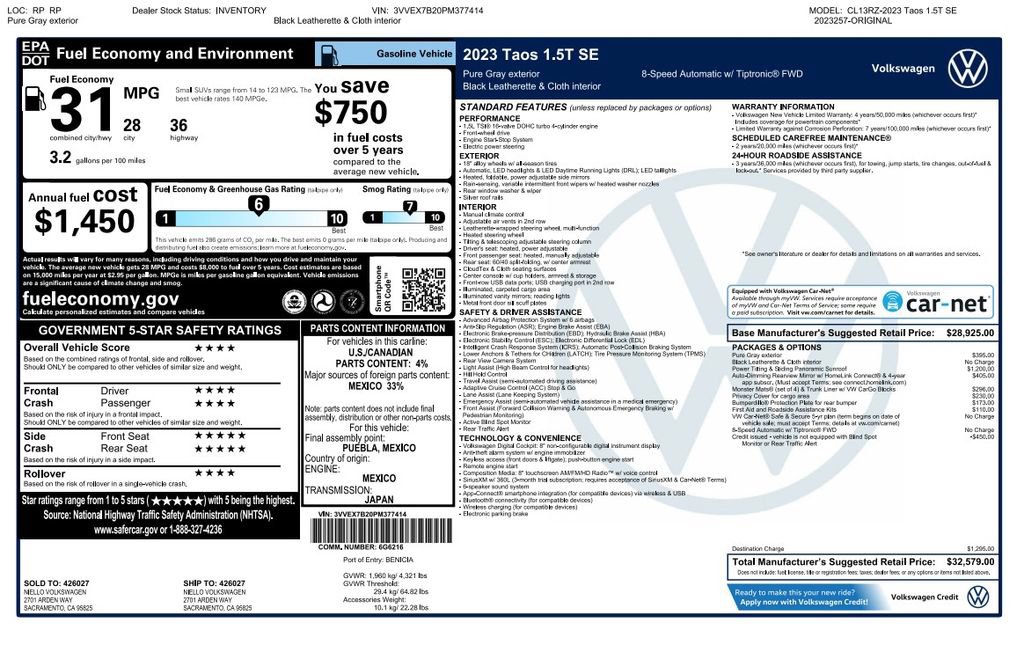 Used 2023 Volkswagen Taos SE FWD image 4