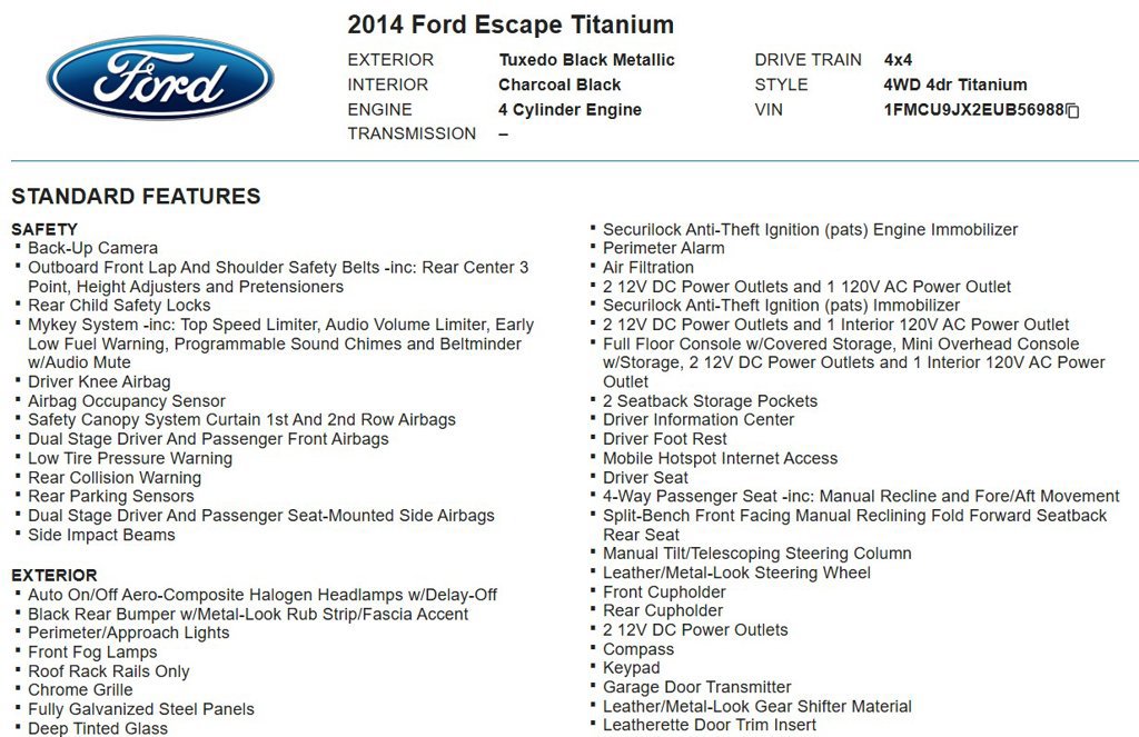 Used 2014 Ford Escape Titanium w/ Equipment Group 401A AWD/4WD image 17
