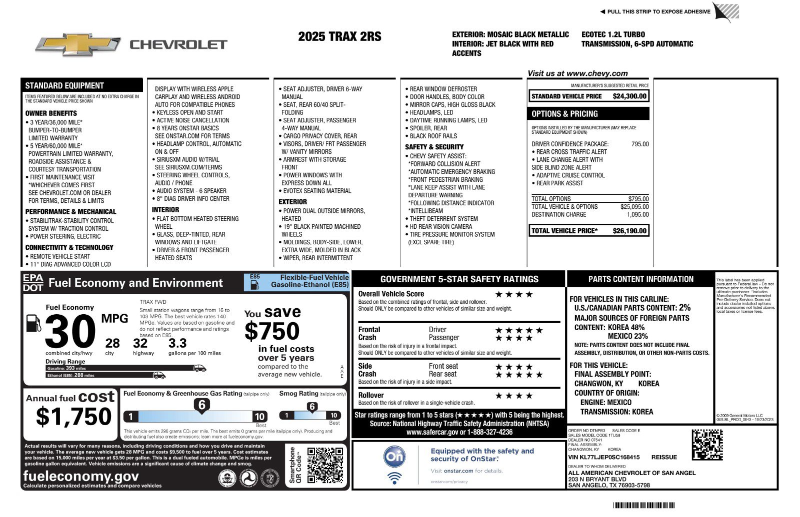 Used 2025 Chevrolet Trax RS w/ Driver Confidence Package image 11