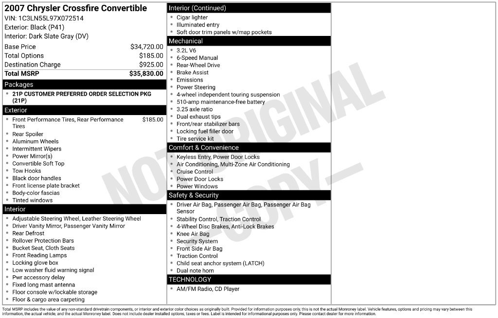 Used 2007 Chrysler Crossfire Convertible RWD image 35