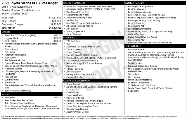 Used 2022 Toyota Sienna XLE AWD/4WD image 9