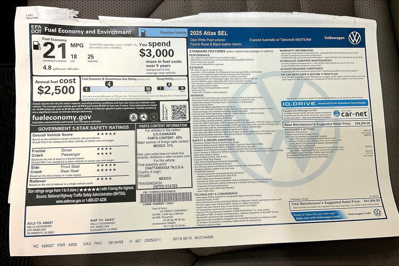 New 2025 Volkswagen Atlas SEL image 36