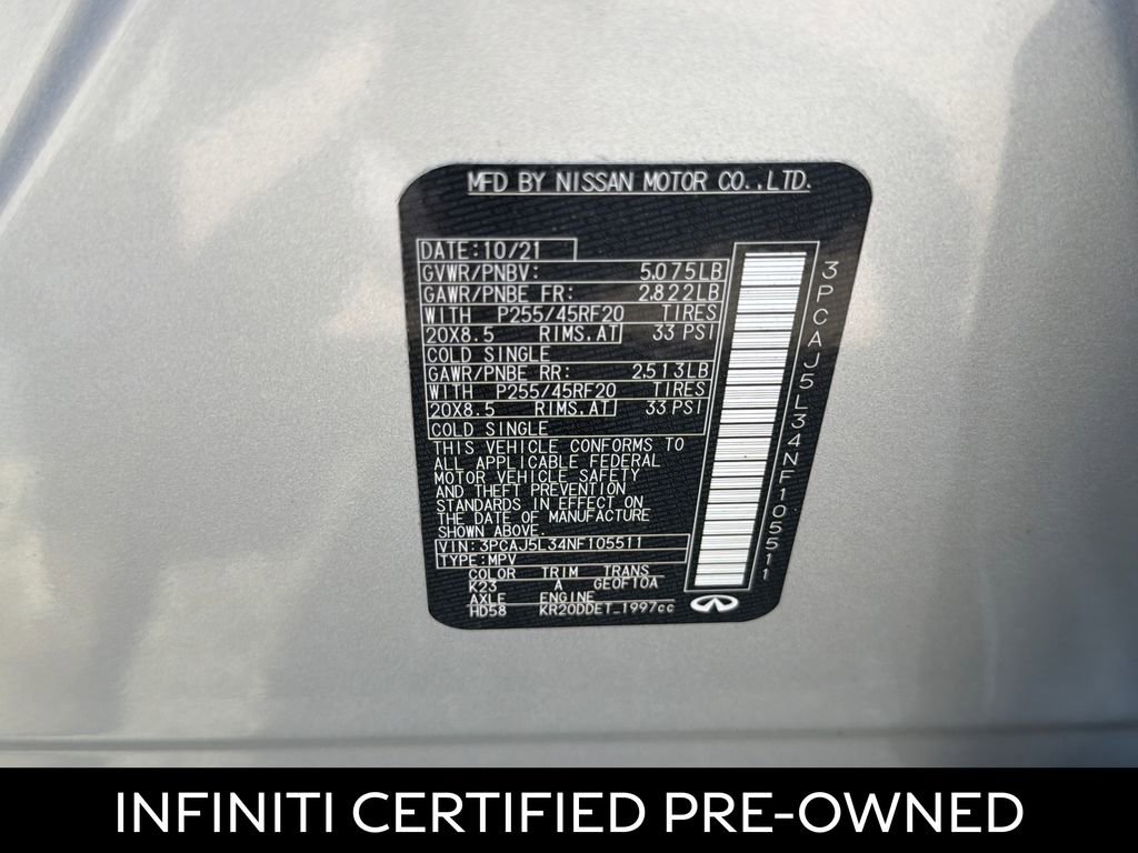 Certified 2022 INFINITI QX55 Sensory w/ Lighting Package AWD/4WD image 9