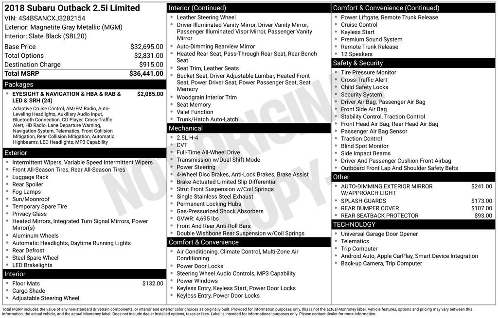 Used 2018 Subaru Outback 2.5i Limited image 45