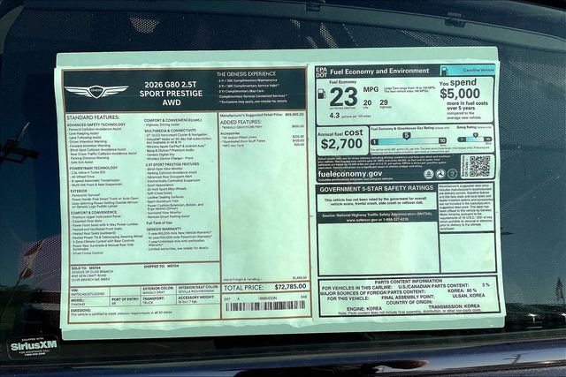 New 2026 Genesis G80 2.5T Sport Prestige image 14