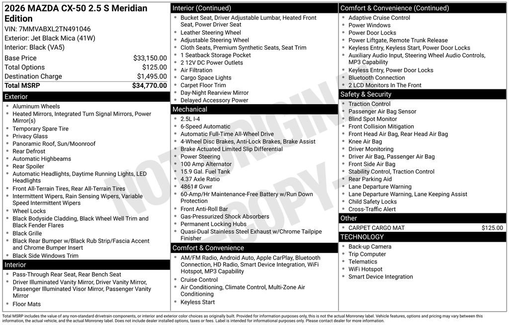 New 2026 MAZDA CX-50 Meridian Edition image 7