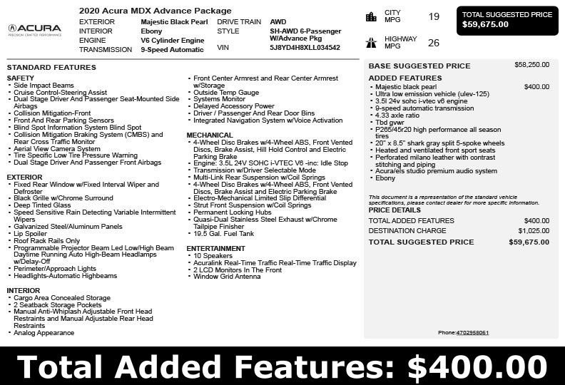 Used 2020 Acura MDX SH-AWD w/ Advance Package image 3