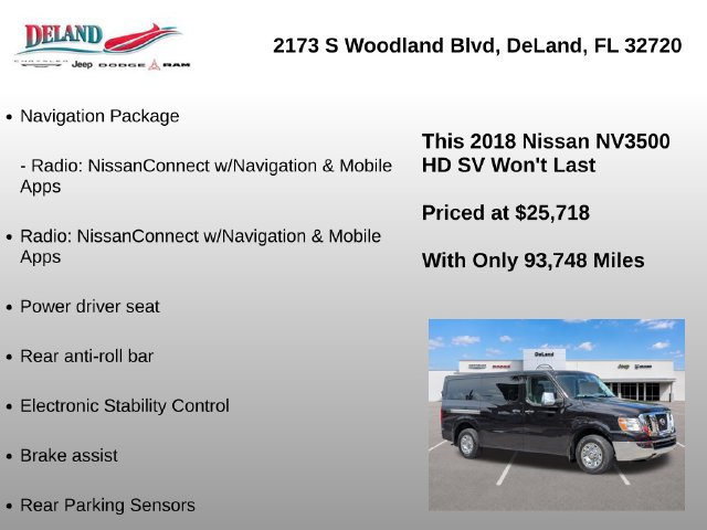 Used 2018 Nissan NV 3500 SV w/ Navigation Package RWD image 7