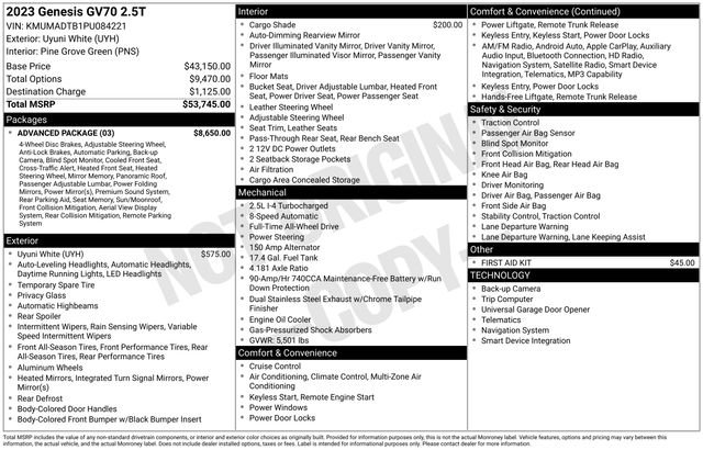 Used 2023 Genesis GV70 2.5T w/ Advanced Package AWD/4WD image 2