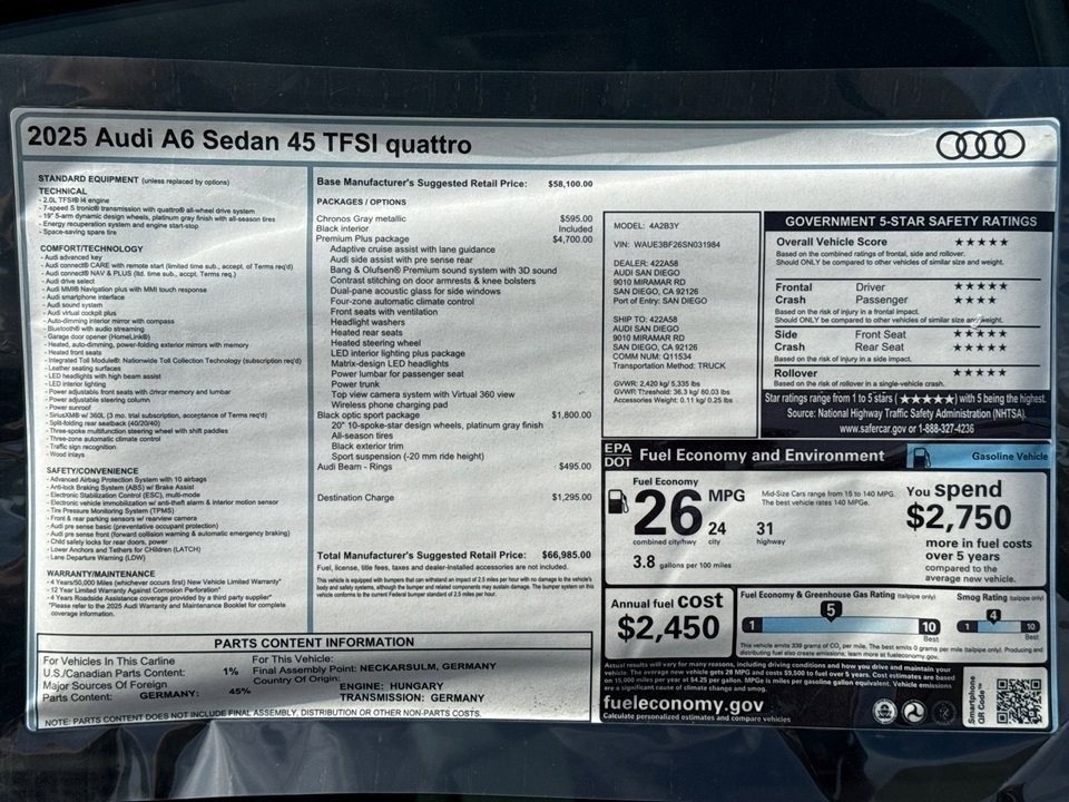 New 2025 Audi A6 Premium Plus image 21