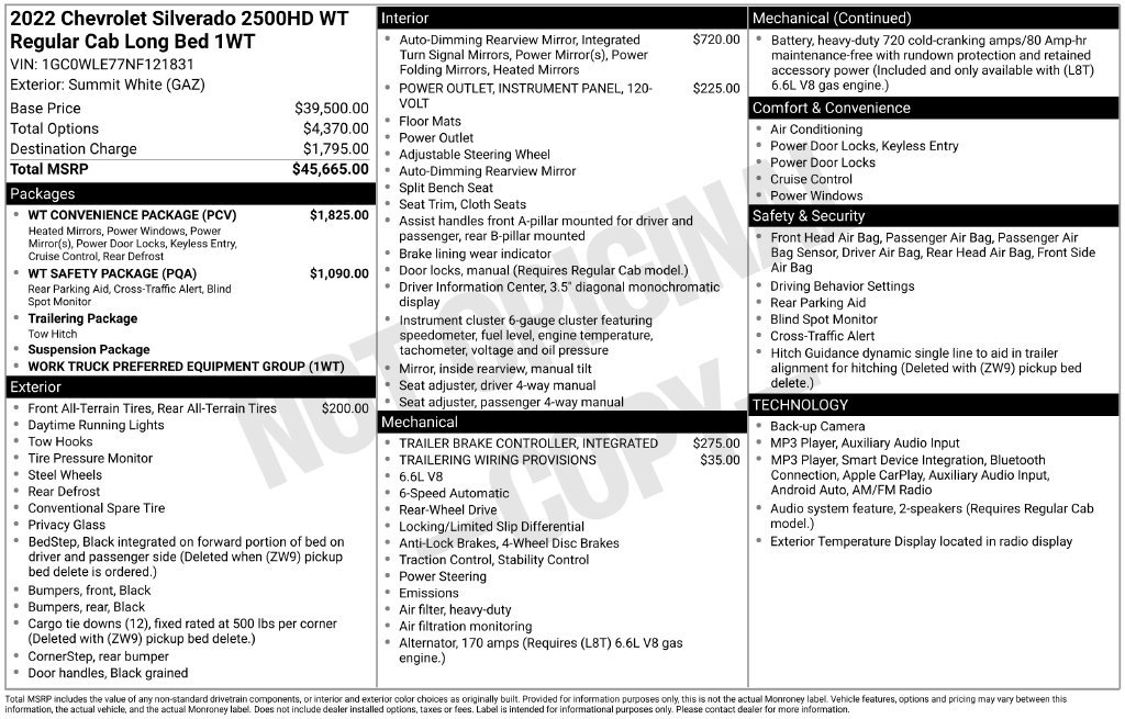 Used 2022 Chevrolet Silverado 2500 W/T w/ WT Convenience Package RWD image 21
