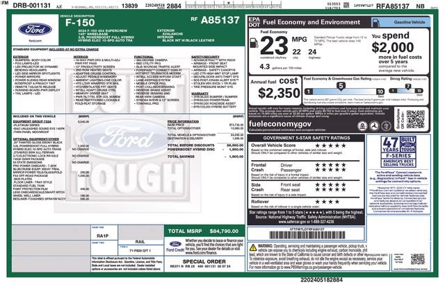 Certified 2024 Ford F150 Platinum w/ Equipment Group 702A High AWD/4WD image 41