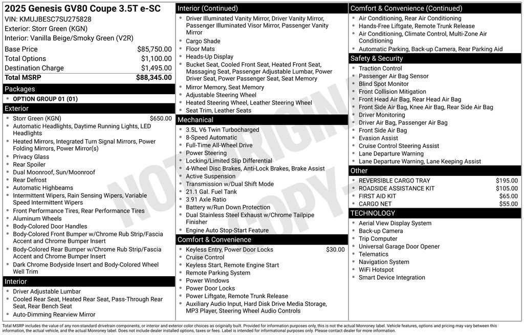 Used 2025 Genesis GV80 3.5T e-SC image 3