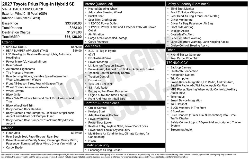 New 2027 Toyota Prius Plug-In Hybrid FWD image 33