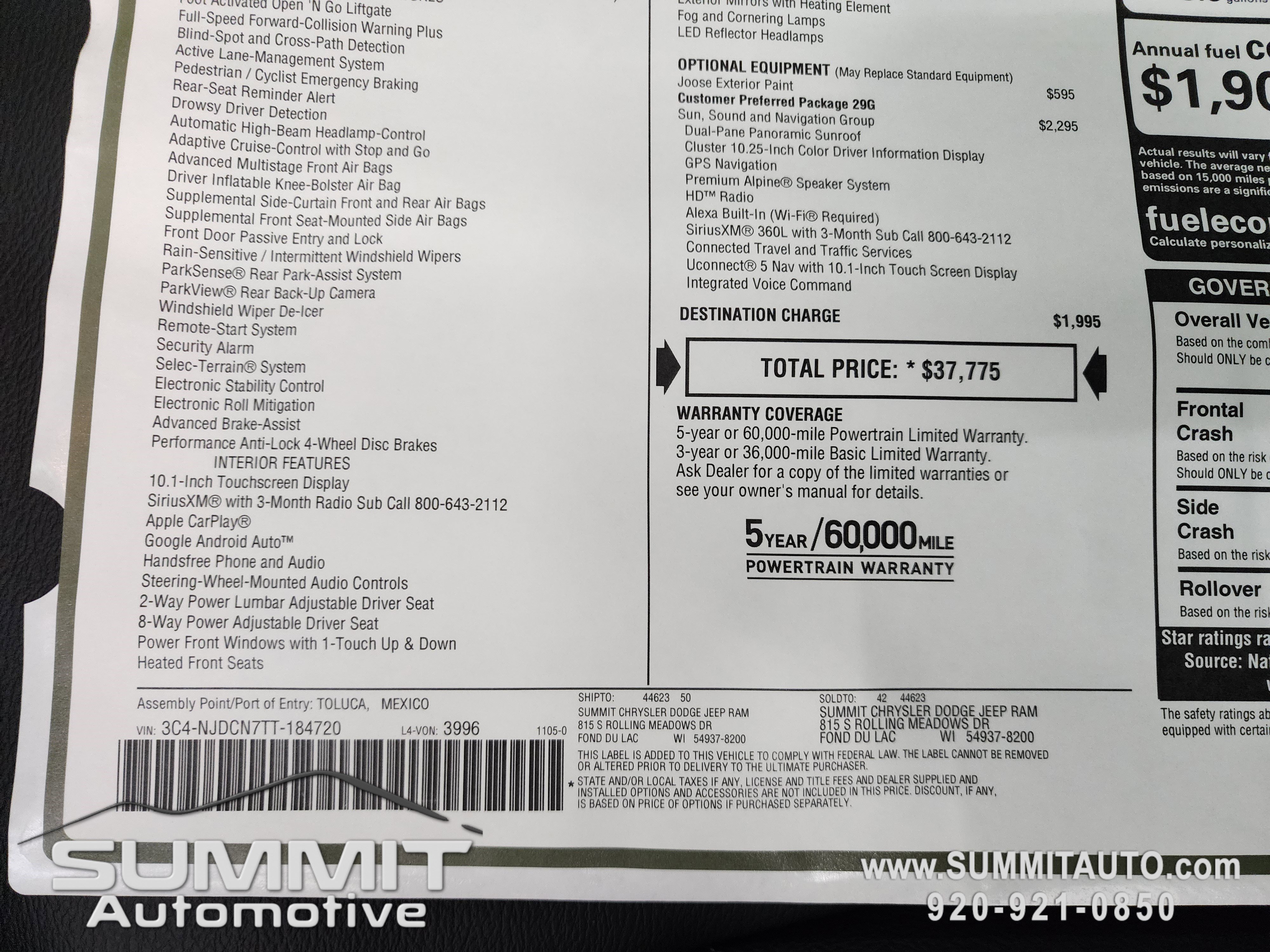 New 2026 Jeep Compass Limited w/ Sun, Sound & Navigation Group image 39