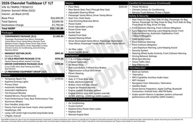 New 2026 Chevrolet TrailBlazer LT w/ Convenience Package AWD/4WD image 26