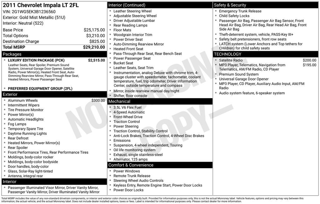 Used 2011 Chevrolet Impala LT w/ Luxury Edition Package FWD image 47