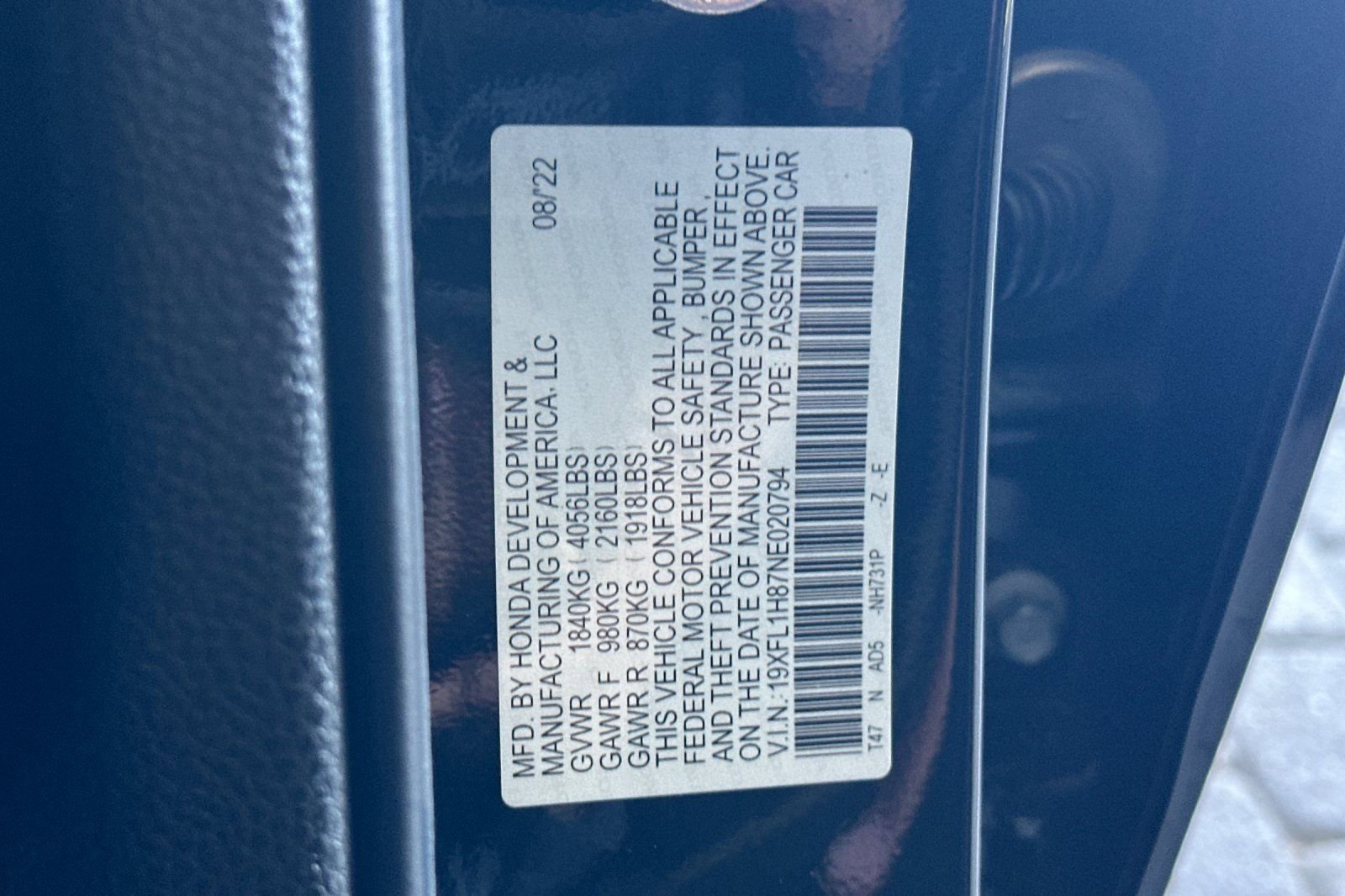 Certified 2022 Honda Civic Sport Touring image 30