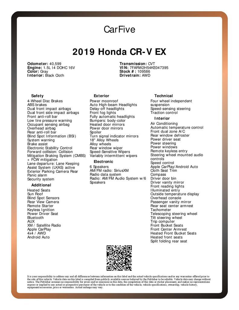 Used 2019 Honda CR-V EX image 35