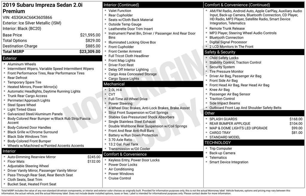 Used 2019 Subaru Impreza 2.0i Premium image 10