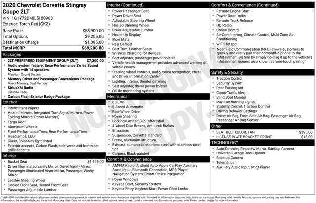 Used 2020 Chevrolet Corvette Stingray Preferred Cpe w/ 2LT Preferred Equipment Group image 37