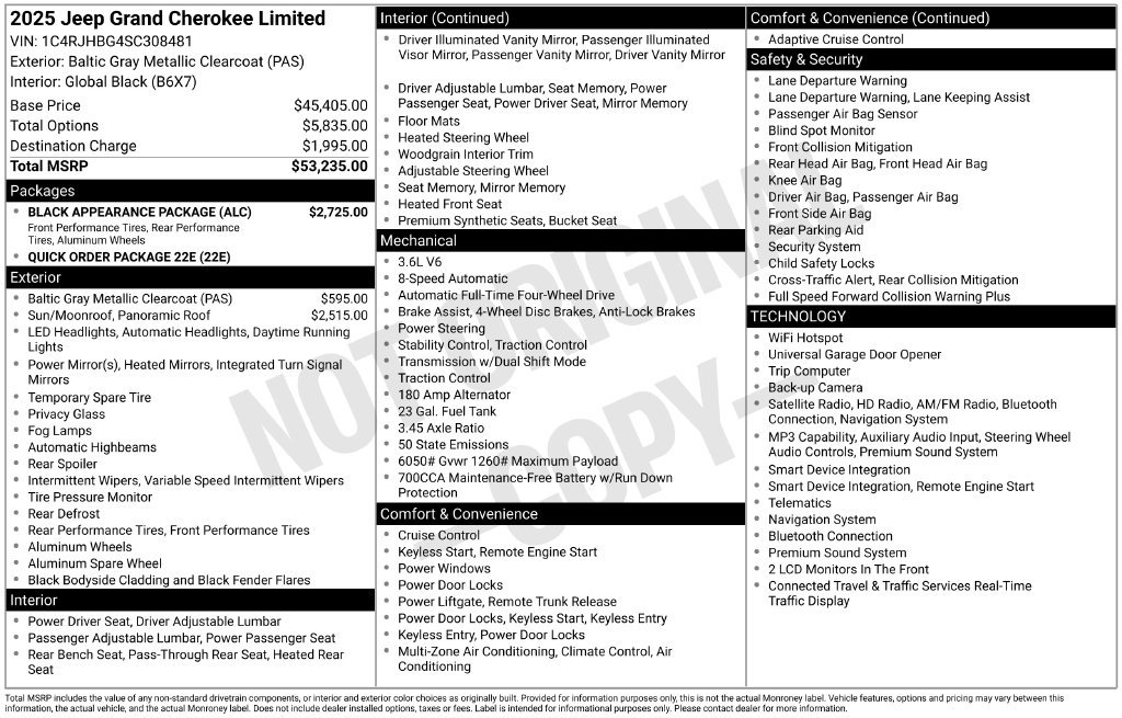 Used 2025 Jeep Grand Cherokee Limited w/ Black Appearance Package AWD/4WD image 2