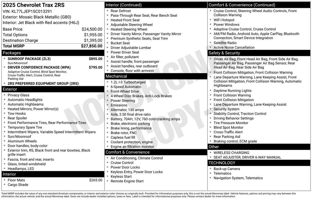 Used 2025 Chevrolet Trax RS w/ Sunroof Package FWD image 4