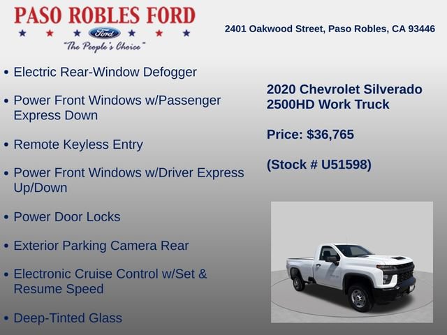 Used 2020 Chevrolet Silverado 2500 W/T w/ WT Fleet Convenience Package RWD image 11