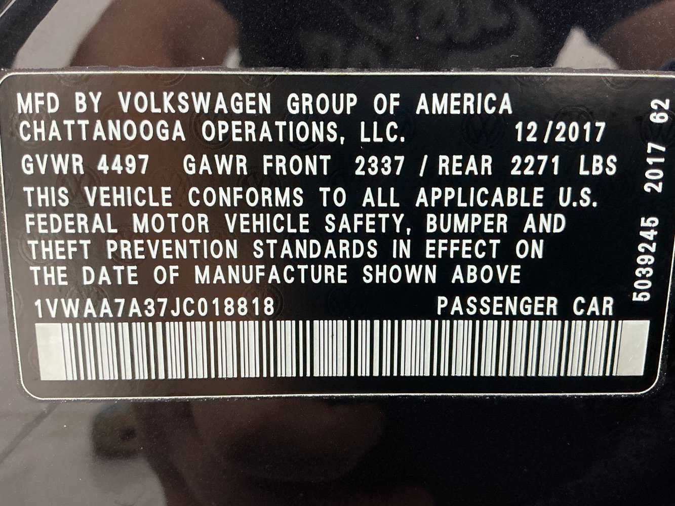 Used 2018 Volkswagen Passat 2.0T S w/ Driver Assistance Package FWD image 49
