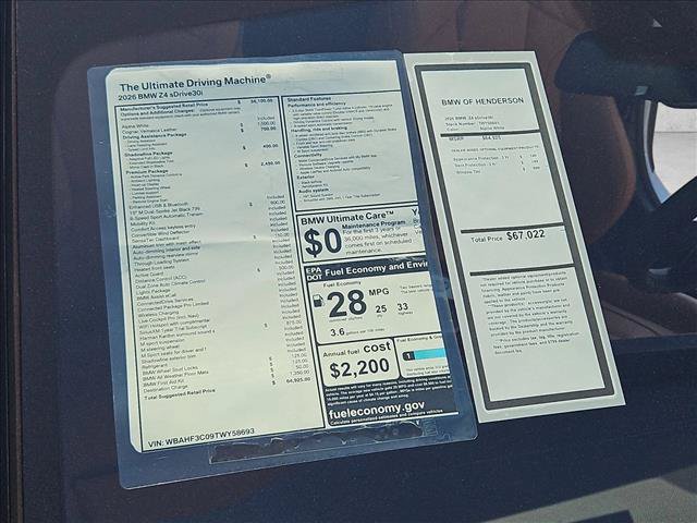 New 2026 BMW Z4 sDrive30i w/ Premium Package RWD image 16