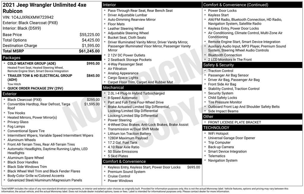 Used 2021 Jeep Wrangler Unlimited Rubicon 4xe w/ Cold Weather Group image 33