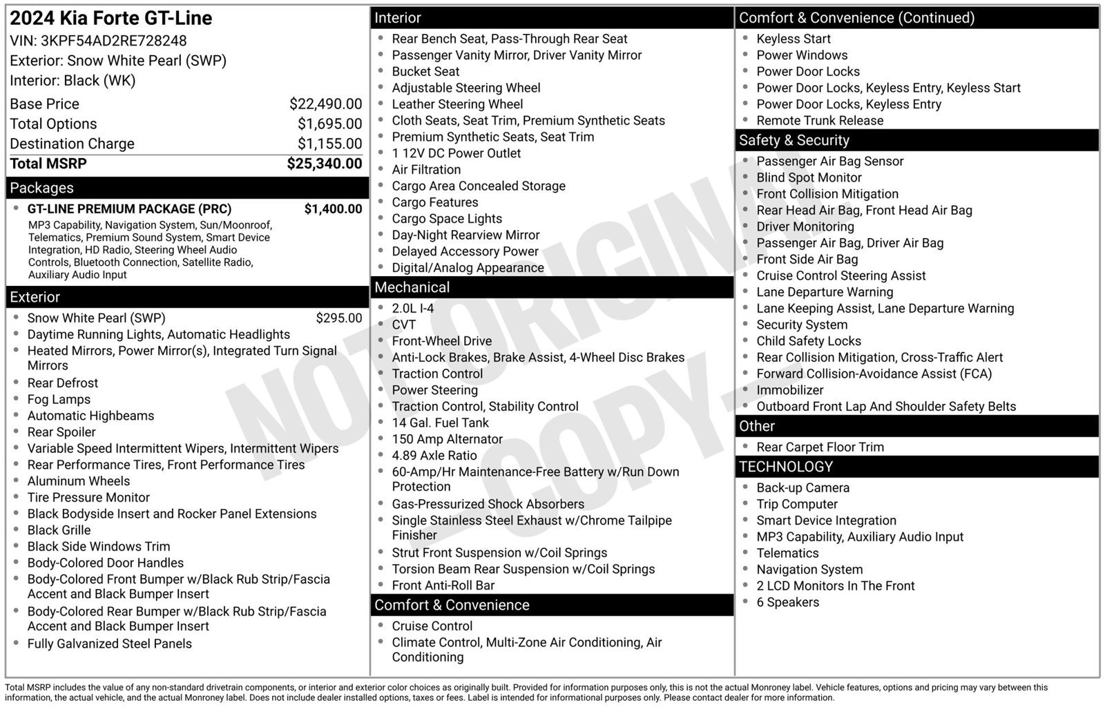 Used 2024 Kia Forte GT-Line w/ GT-Line Premium Package FWD image 3