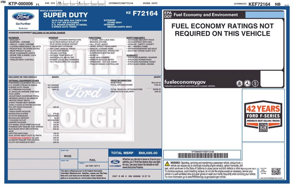 Certified 2019 Ford F450 XLT w/ XLT Premium Package AWD/4WD image 5