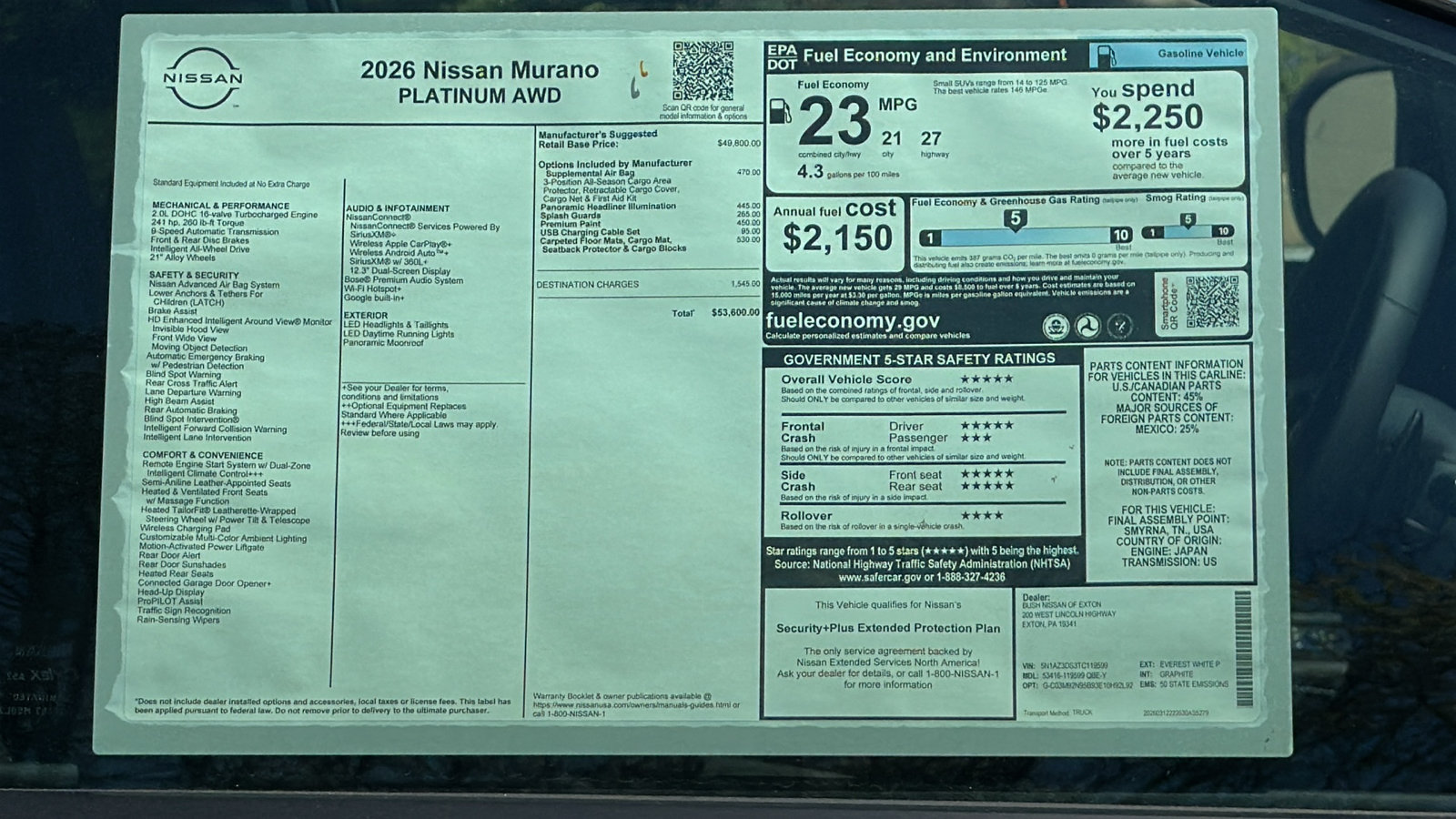 New 2026 Nissan Murano Platinum w/ Cargo Package AWD/4WD image 12