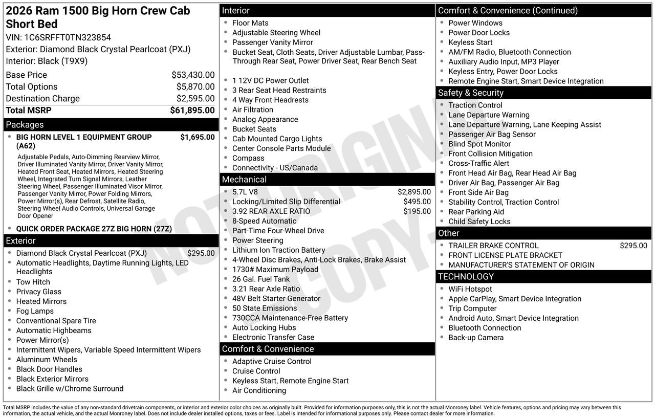 New 2026 RAM 1500 Big Horn AWD/4WD image 32