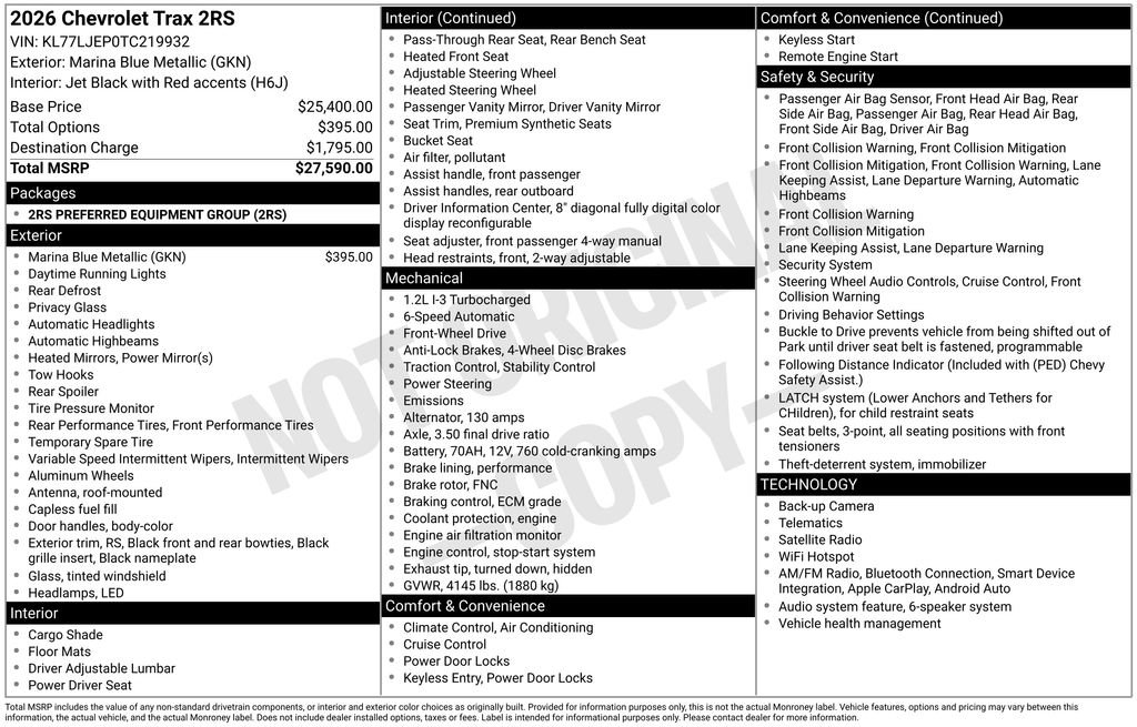 New 2026 Chevrolet Trax RS FWD image 4