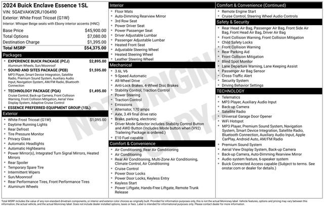 Certified 2024 Buick Enclave Essence w/ Experience Buick Package AWD/4WD image 39
