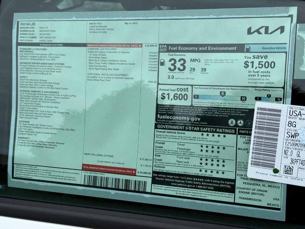 New 2025 Kia K4 LXS image 20