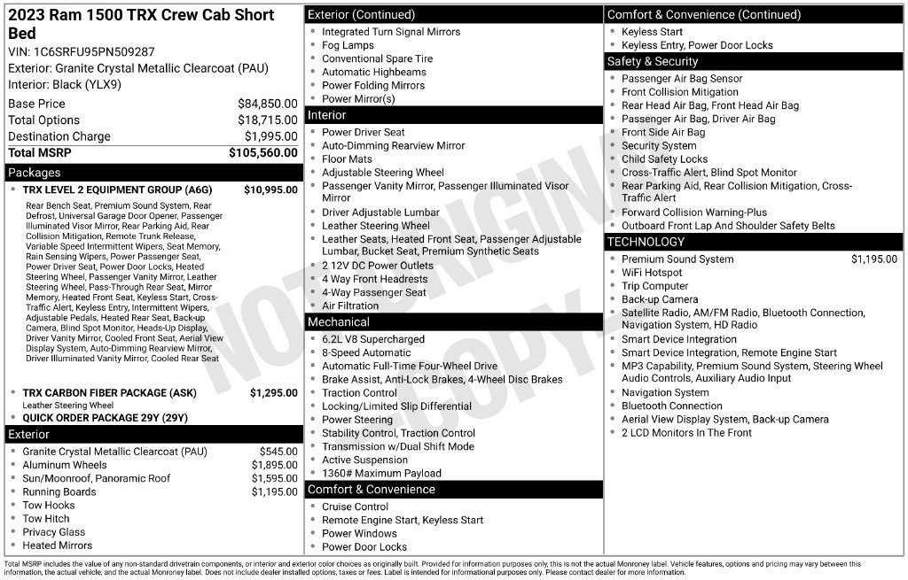 Used 2023 RAM 1500 TRX w/ TRX Level 2 Equipment Group AWD/4WD image 5