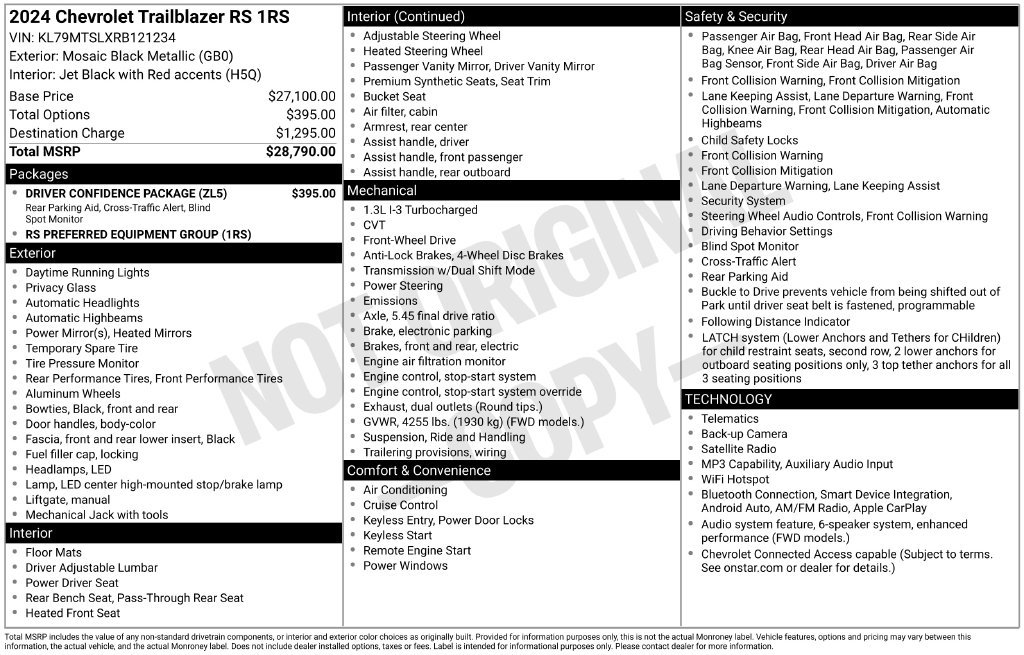 Used 2024 Chevrolet TrailBlazer RS w/ Driver Confidence Package FWD image 6