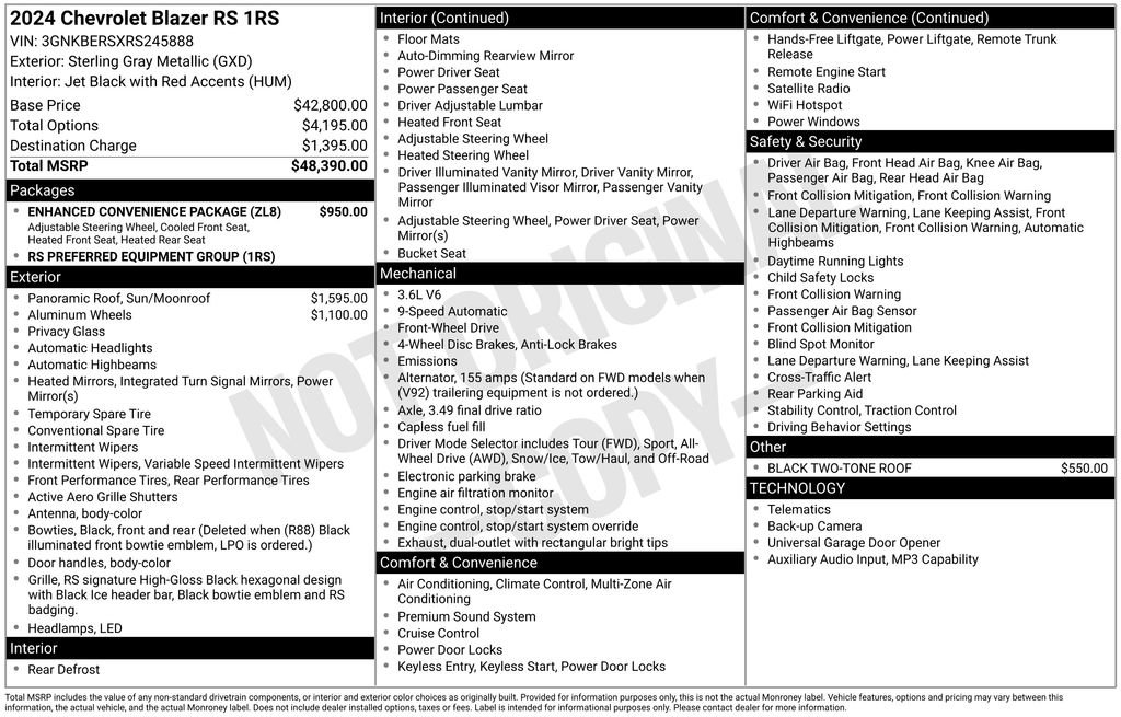 Certified 2024 Chevrolet Blazer RS w/ Enhanced Convenience Package image 7