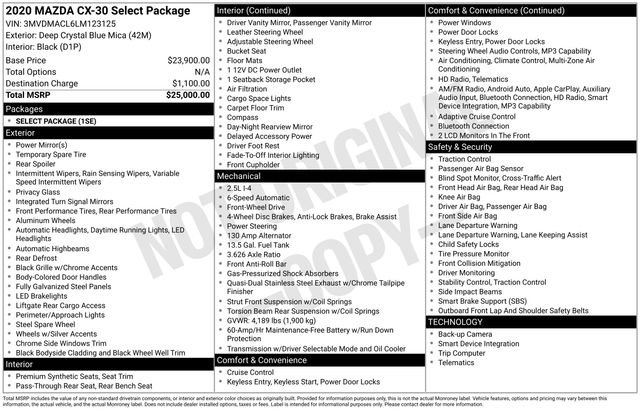 Used 2020 MAZDA CX-30 FWD w/ Select Package image 5