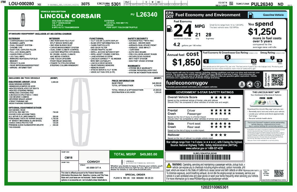 Used 2023 Lincoln Corsair AWD w/ Equipment Group 101A image 2