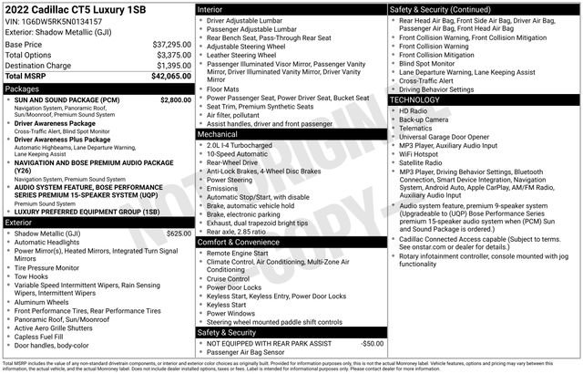 Certified 2022 Cadillac CT5 Luxury w/ Sun And Sound Package RWD image 32