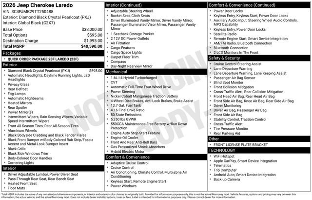 New 2026 Jeep Cherokee Laredo AWD/4WD image 31