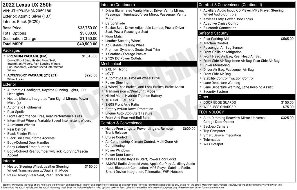 Used 2022 Lexus UX 250h 250h Base w/ Premium Package image 9