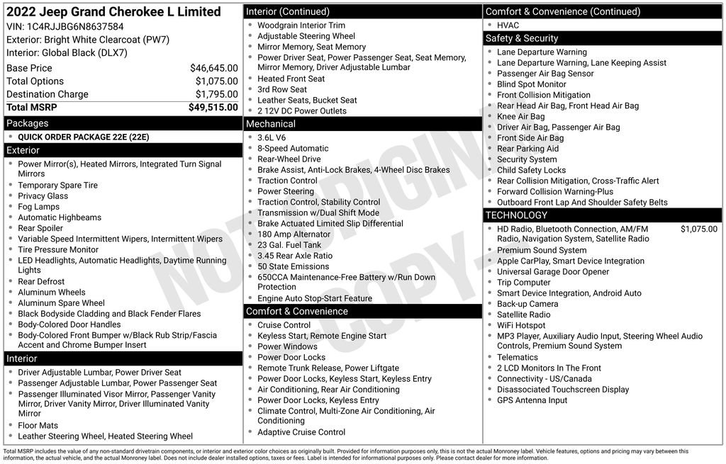 Used 2022 Jeep Grand Cherokee L Limited RWD image 66